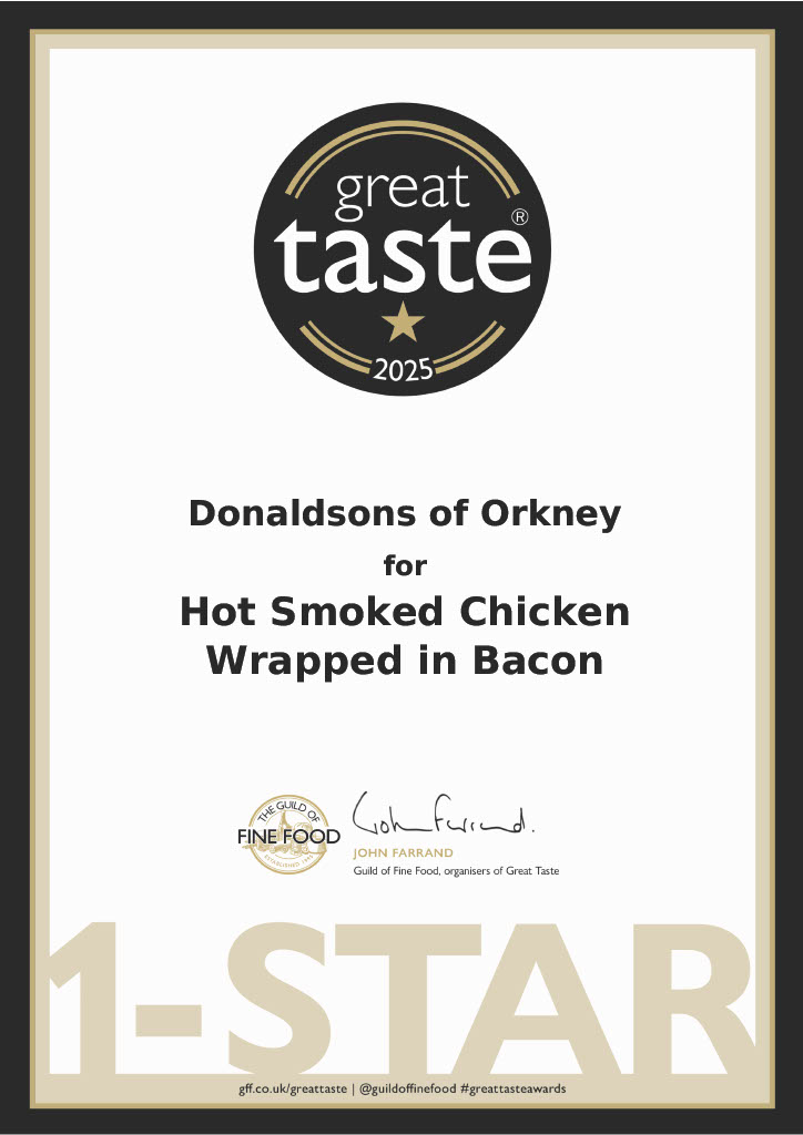 Hot smoked chicken wrapped in bacon