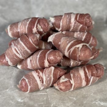 12 Beef chipolatas Wrapped in Bacon